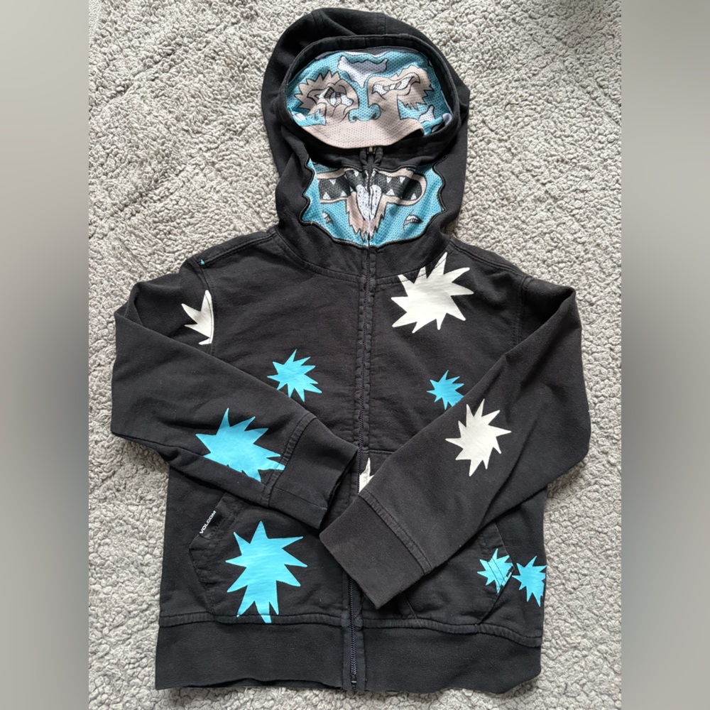 Volcom Black Hoodie with Blue Starburst Design